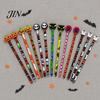 Pumpkin Pencils 12 Pcs Halloween with 3D Skull Ghost Cat Erasers, Smooth Writing Wood Bulk for Goodie Bags, School Classroom Rewards Supplies Seasonal
