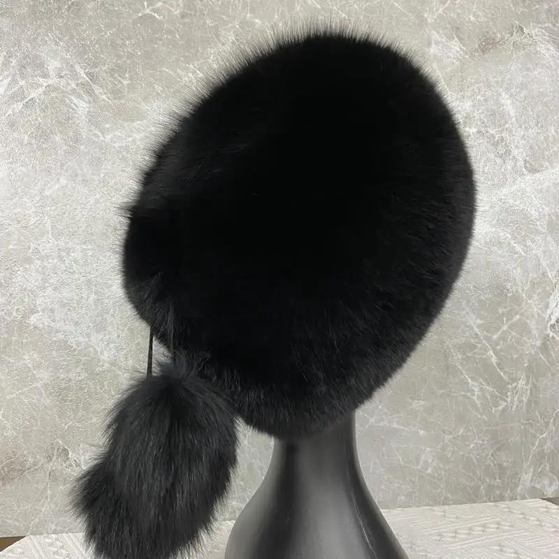 Natural Fluffy Hat Russian Domo Hat Ushanka Winter Woman Cap Hat Fashionable Real Fur Hat Women Warm Russian Hats Wholesale