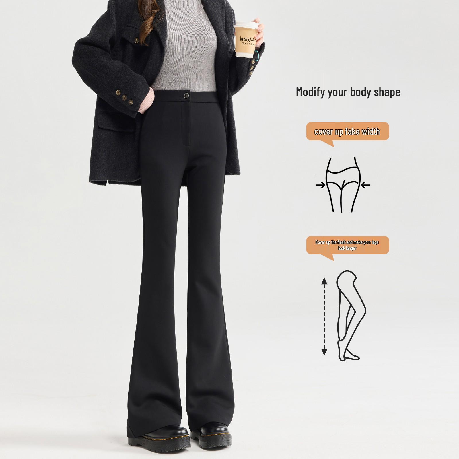 

Plus Size Women s High Waist Black Flared Trousers - Slimming Suit Pants for Spring/Autumn 2025 2XL fits 126-135 jin