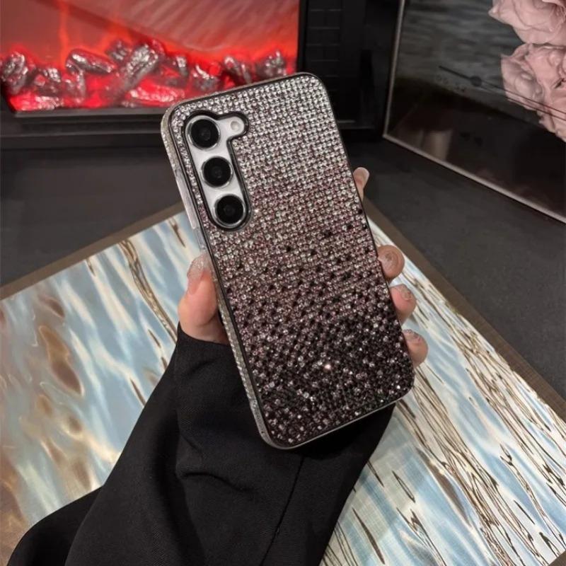 

Роскошный чехол с градиентом и бриллиантами для Samsung Galaxy S24 S23 Ultra S21 S22 Plus Note 20, блестящий блестящий бампер, противоударный чехол для ПК for Samsung S24 Plus красный