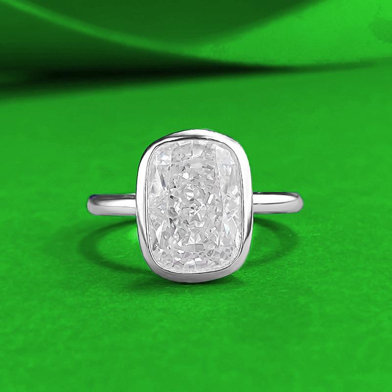 

Zhuo Zhi Fan S925 Silver White Diamond Ice Flower Cut Ring - Light Luxury Versatile Design with 8x11mm Square Stone Size 7 платиновый