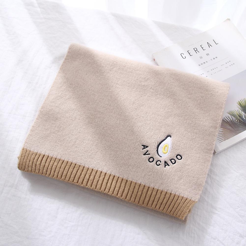 New Style Avocado Scarf Women's Long Winter Korean Version Versatile Student Thickened Warm Wool Knitted Cute Scarf