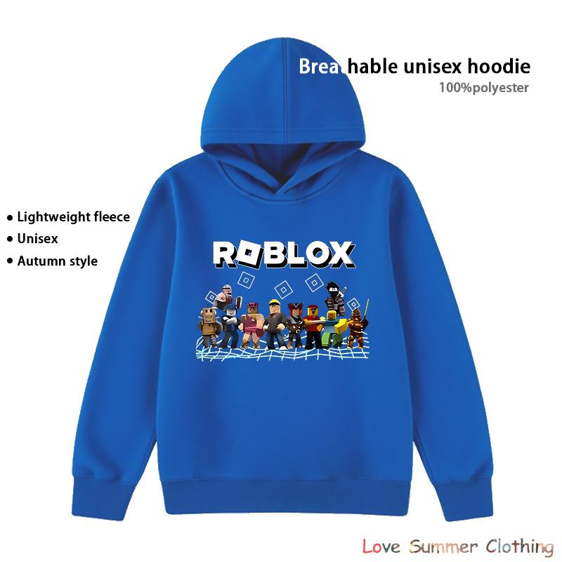 MINISO Roblox Print Sweatshirt Leeftijd 4-14 Unisex lichtgewicht fleece hoodies voor de herfst Polyester Sport Pullover Dagelijks Gebruik Ademend Zonder Zak game Print 160