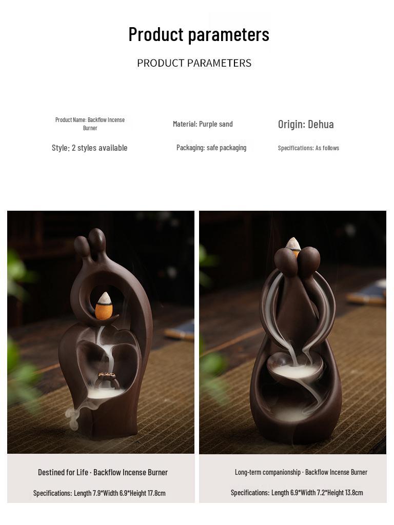 Zisha Backflow Incense Burner - Long-lasting Sandalwood and Agarwood Home Decoration.