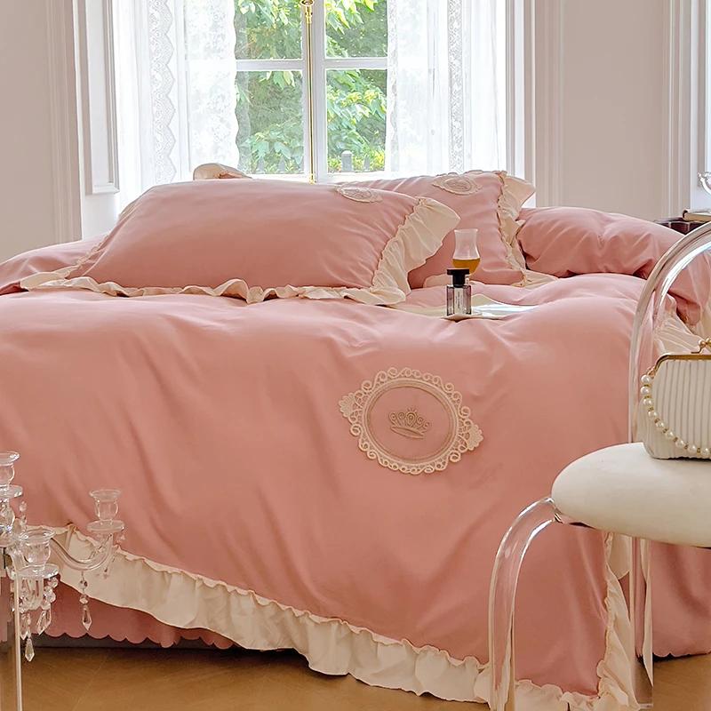 Ins Princess Bedding Set Ruffle Duvet Cover Set Korean Design  Skirt Sheet Set Women Girls Bedroom Decor Luxury Bedding Set