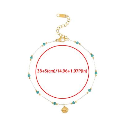 Alloy Plated 18K Gold Handmade Chain Green Bead Shell Necklace Clavicle Chain For Women Vintage Party Jewelry