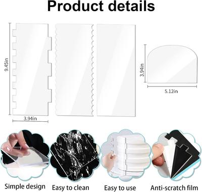7pcs Large Acrylic Cake Scraper Set Cake Icing Smoother Scraper Frosting Comb Cake Edger Stripes Contour Comb Pastry Cutter
