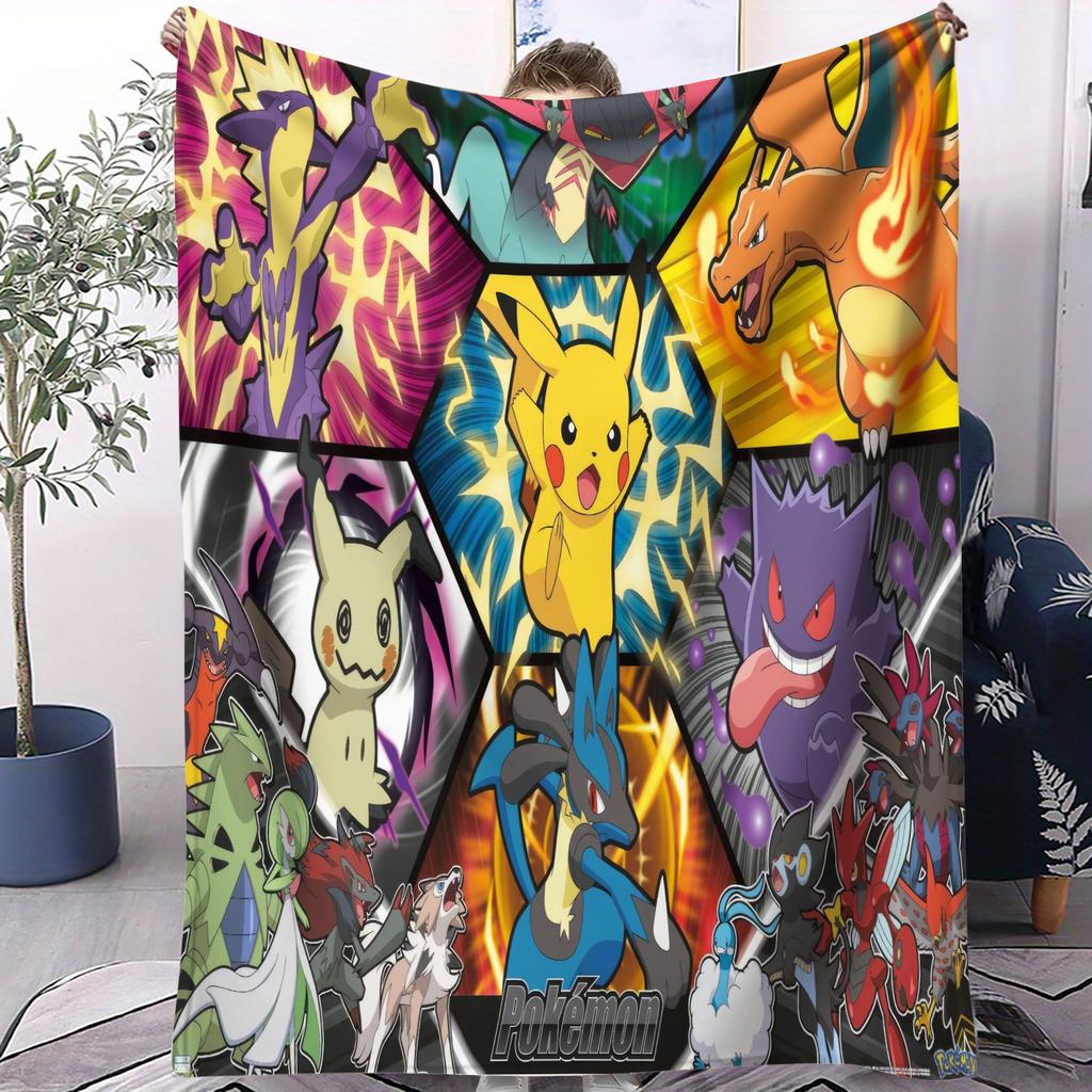 Pokemon Classic AllStar Cute Cartoon Printed Fleece Throw Blanket for Fans Quality Warm Cozy Blanket for Travel Office Home