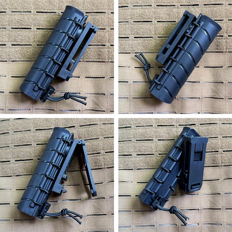 MOLLE-Compatible 360° Rotating Quick Draw Sheath for Baton, Tactical Flashlight, and Spray – Rubber Band Style