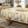 Easter Bunny Eggs Polyester Tablecloth for Table Decor Spring Watercolor Floral Plants Butterfly Table Cloth Easter Decorations