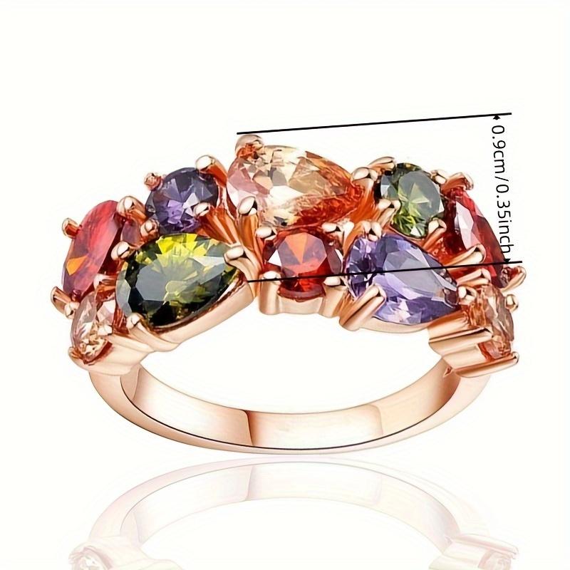 1pc Fashion Colored Zirconia Ring, Inlaid Synthetic Stone - Daily Party Wear Accessory for Women