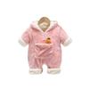 Adorable Korean-Style Velvet Hooded Baby Crawling Suit for Autumn and Winter