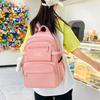 5pcs Elementary School Five Piece Backpack High School Students Large Capacity Multi Pocket Multi Functional Backpack Solid Canvas Leisure Bag