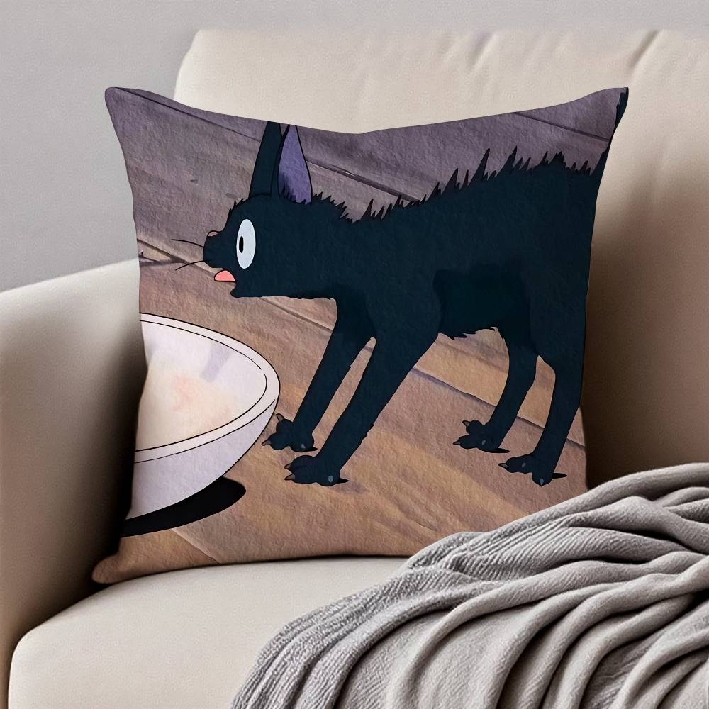 Cute Cat J-Jiji Pillow Case Anti-dustmite Pillowcase Invisible Zipper Silky Short Plush Sofa Cushion Cover