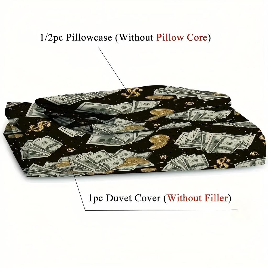 Luxury Us Dollar Banknotes 3D Print Bedding Cover Pillowcase Franklin Portrait Style Quilt Cover Home Textiles Duvet Cover Sets