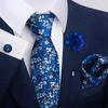 Brown Paisley Men's Tie, Pocket Square, Cufflinks & Boutonniere Set for Business Formal Wear.