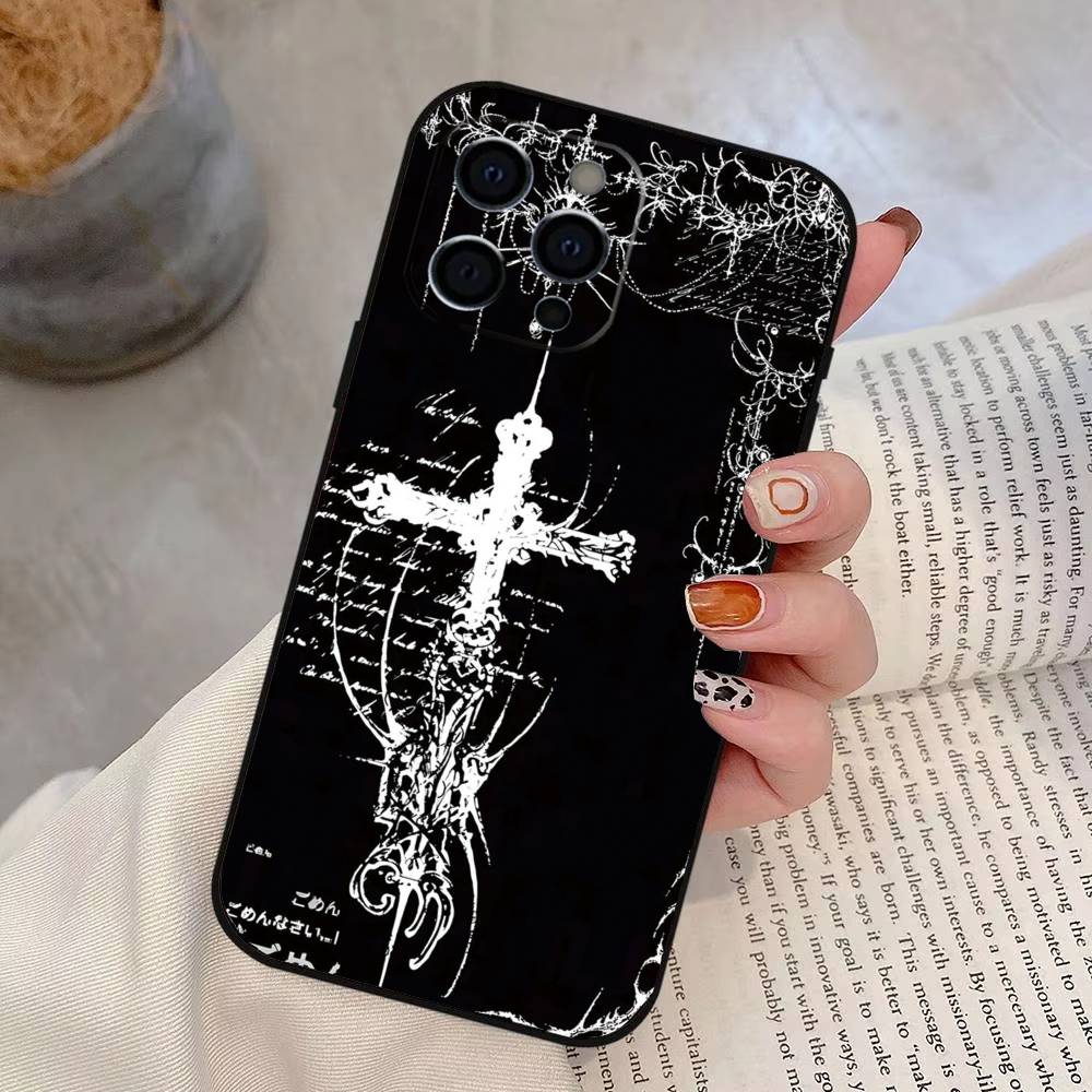 

Готичний Кібер Сигіл Хрест Чохол для Телефону Для iPhone 17, 16, 15, 14, 13, 12, 11 Plus, Pro Max, Інших М який Чорний Чохол iPhone17Pro