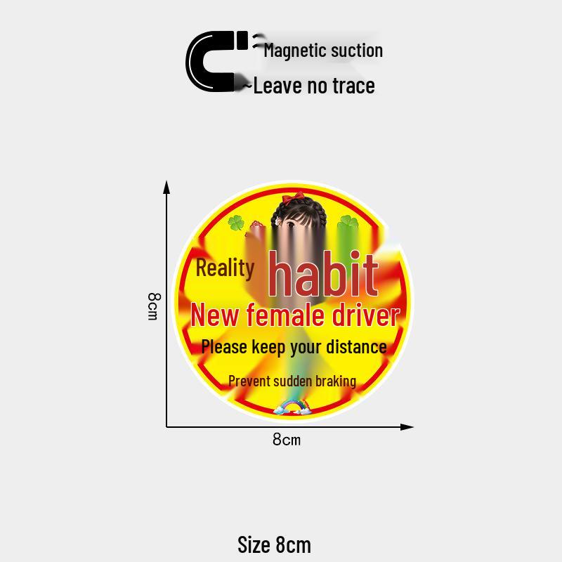 Beginner Female Driver: Keep Distance - Prevent Sudden Braking Magnetic Car Sticker