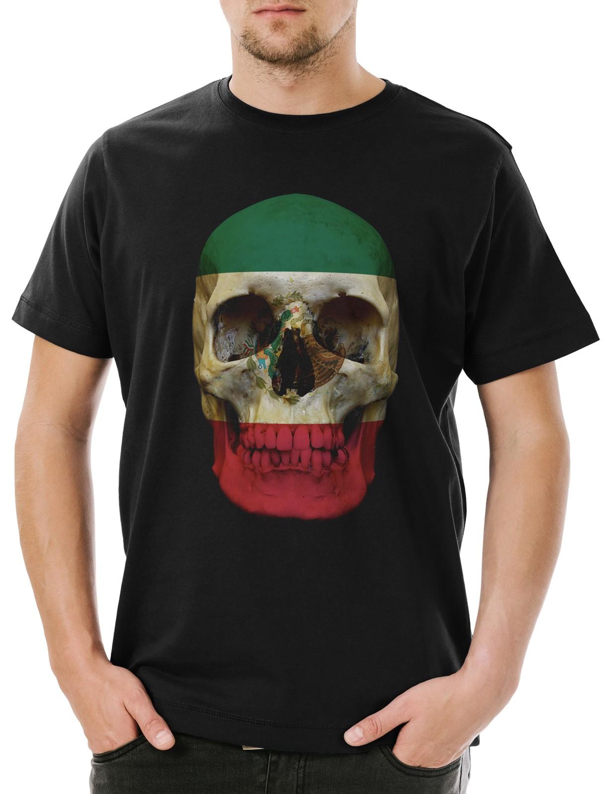 Classic Mexico Skull Flag Men s T-Shirt Mens Womens Tees Top Skull Skull Banner Flag Mexico 3XL