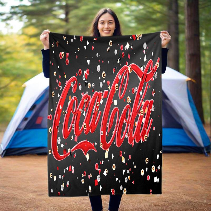 Christmas Gift Halloween Themed Cola Beverage Coca Cola Blanket Soft Home Furnishing Nap Decoration Four Seasons Warm Sherpa Blanket U7