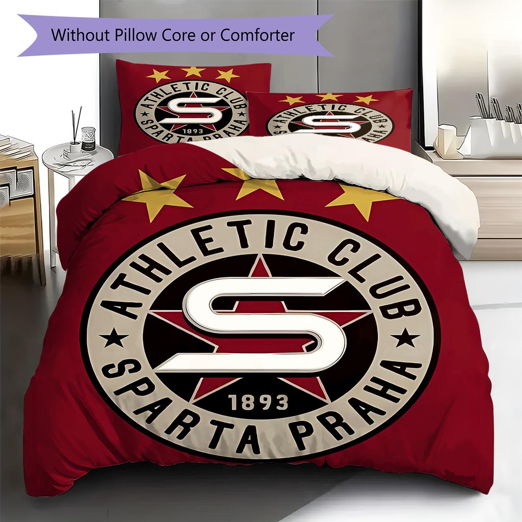 AC Sparta Praha Pattern Bedding,Quilt Set Quilt Cover Pillowcase Home Birthday Gift (1 * Duvet Cover + 2 * Pillowcase, Without Core)