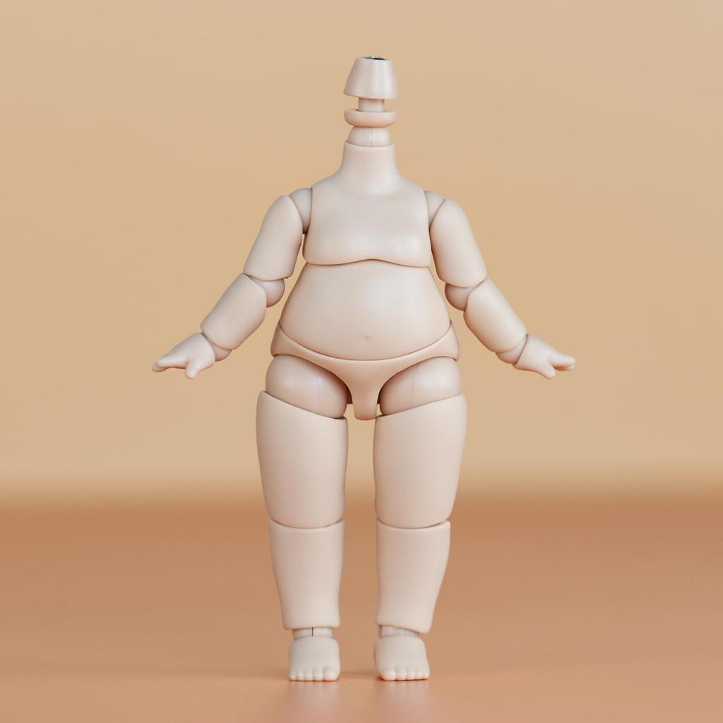 YMY 9.8cm Pear-Shaped Doll Body with YMY 1/12 Scale Cute Fat Action Figure, Light Tan, Suitable for New Year's Gifts, with 1/8 BJD and GSC Doll Heads