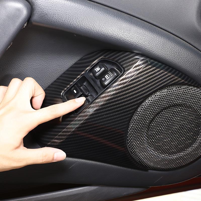 For Mitsubishi Eclipse 06-11 ABS carbon fiber Air conditioner multimedia frame Cover Window Lifting Button Cover Car Accessories