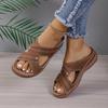 Plus Size Women's Shoes 24 Summer New Cross Strap Solid Color Beach Slippers