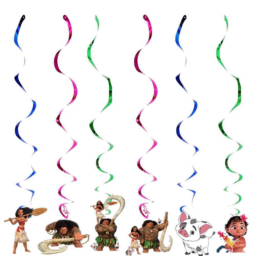 Moana Birthday Cake Toppers & Balloon Swirl Decoration Set