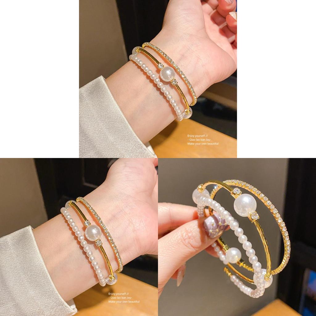 Modische Perlenarmbänder mit Strasssteinen für elegante Freizeitkleidung