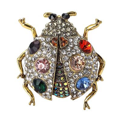 Broches de escarabajo de diamantes de imitación de lujo para mujer, unisex, 4 colores brillantes, insectos, mariquita, broches casuales para fiesta, regalos