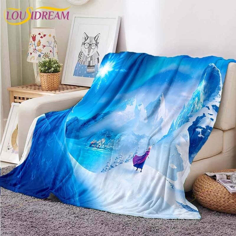 3D Cartoon Frozen Blanket Ultra Lightweight Soft Plush Flannel Throws Blanket for Sofa Bed Couch Best Office Gifts
