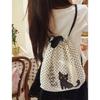 WTEMPO Cute Polka Dot Printed Moon Cat Portable Commuting School Travel Large-capacity Single-shoulder Drawstring Backpack
