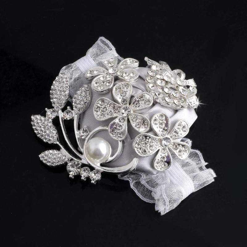 Elegant Pearls And Ribbon Wrist Flowers For Wedding Party Bridesmaids Groomsmen Bridal Showers Accessories