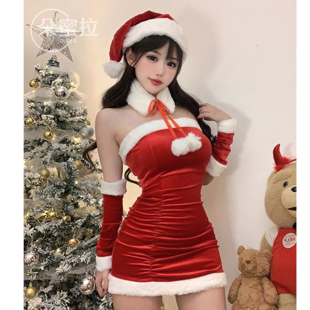 Domila Velvet Christmas Sexy Bunny Cosplay Internet Celebrity Shawl New Year's Robe Stage Performance Suit