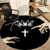 1pc King's Crown Chair Carpet for Office, Round Non-Slip Durable Large Size Office Carpet, Suitable for Office, Beautiful Decoration