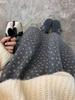 Korean Retro A-line Floral Skirt - Women's Autumn Winter Gray Puffy Umbrella Style