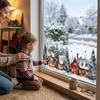 Waterproof Christmas Window Clings Static Adhesive Snowy Village Stickers  Winter Home Decor