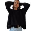 European and American sweaters women's autumn and winter new products loose round neck solid color long sleeve lazy wind knitted jacket