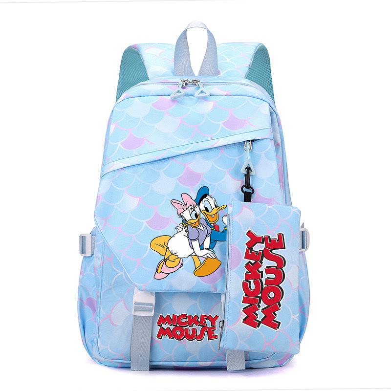 3 Piece School Backpack Set for Students Large Capacity Oxford Cloth Schoolbag with Shoulder Strap and Pencil Case