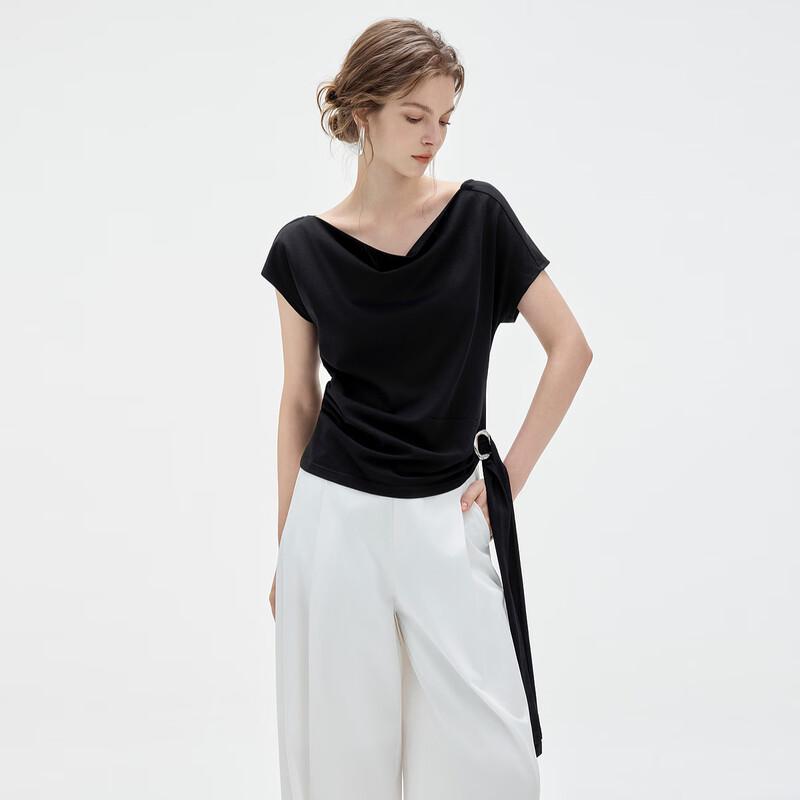 ELLE Slim Fit Drape Neck Short Sleeve T-Shirt