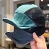Unisex Baseballkappe mit kurzem Schirm, schnelltrocknend, halbe Netzstruktur, atmungsaktiv, für Outdoor-Camping, mit verstellbarem Riemen