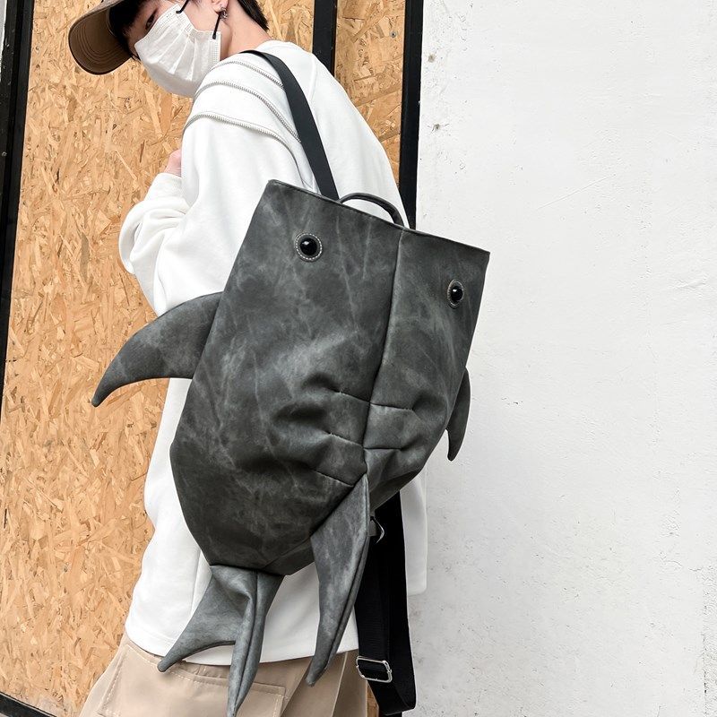 Sac à dos forme Requin-baleine drôle Y2K Sac à dos durable grande capacité Femmes Hommes Mignon Dessin animé d'extérieur Sac de voyage Sac d'école pour étudiant