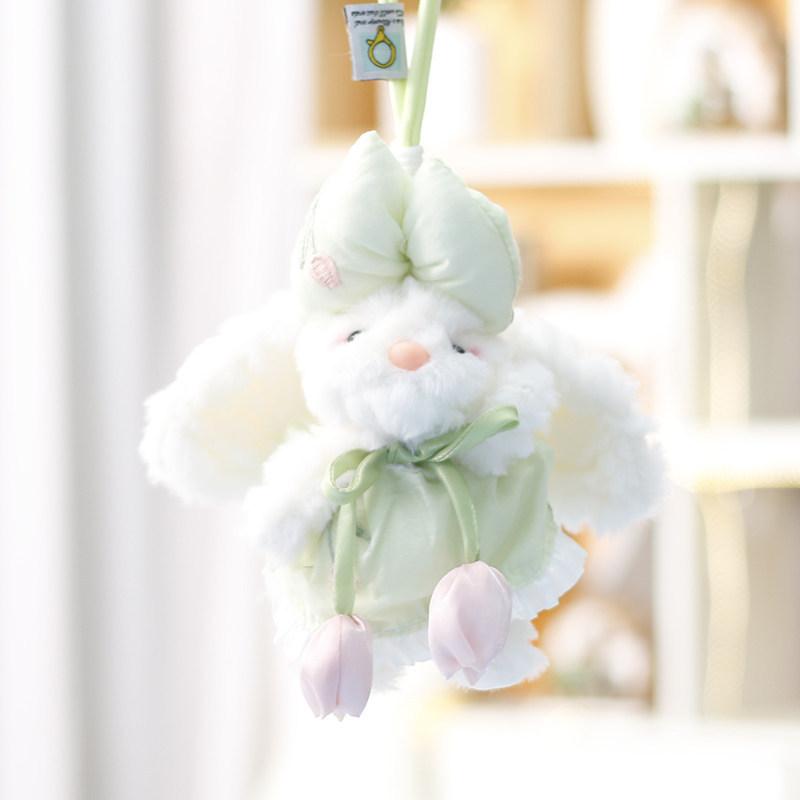 Soft Polyester Bunny Plush Toy With Floral Pattern For Women Purse Charms