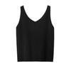 Women's Cashmere V-Neck Ribbed Tank: Autumn/Winter Sleeveless Knit Base Layer with Spaghetti Straps in Solid Colors