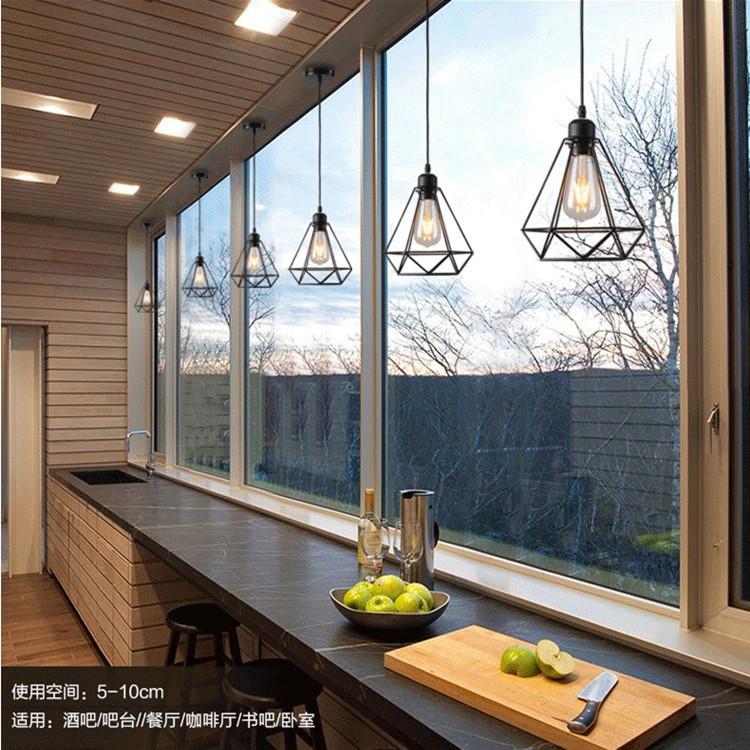Industrial Pendant Light Led Adjustable Hanging Lamp Shade for Home Kitchen Metal Cage Pendant Lighting for Island Dining Room