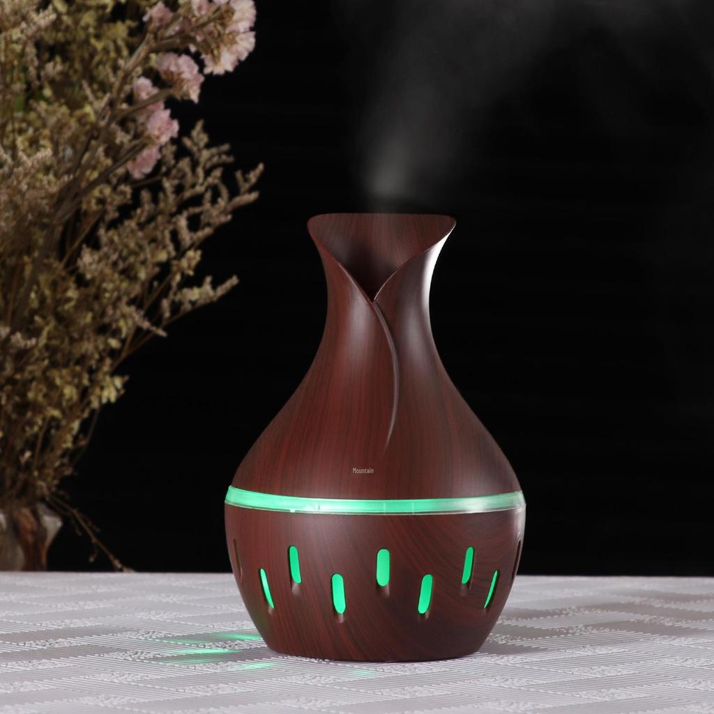 300ml Wood Grain Aroma Humidifier & Diffuser Vase