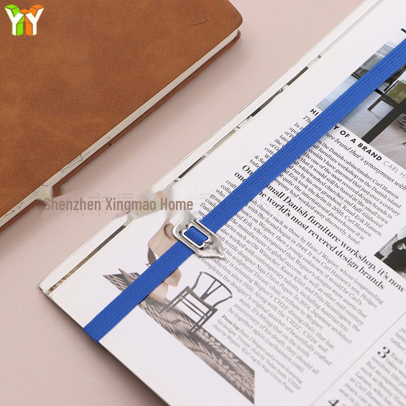 Semn de carte elastic multicolor cu panglică de bibliotecă și indicator metalic