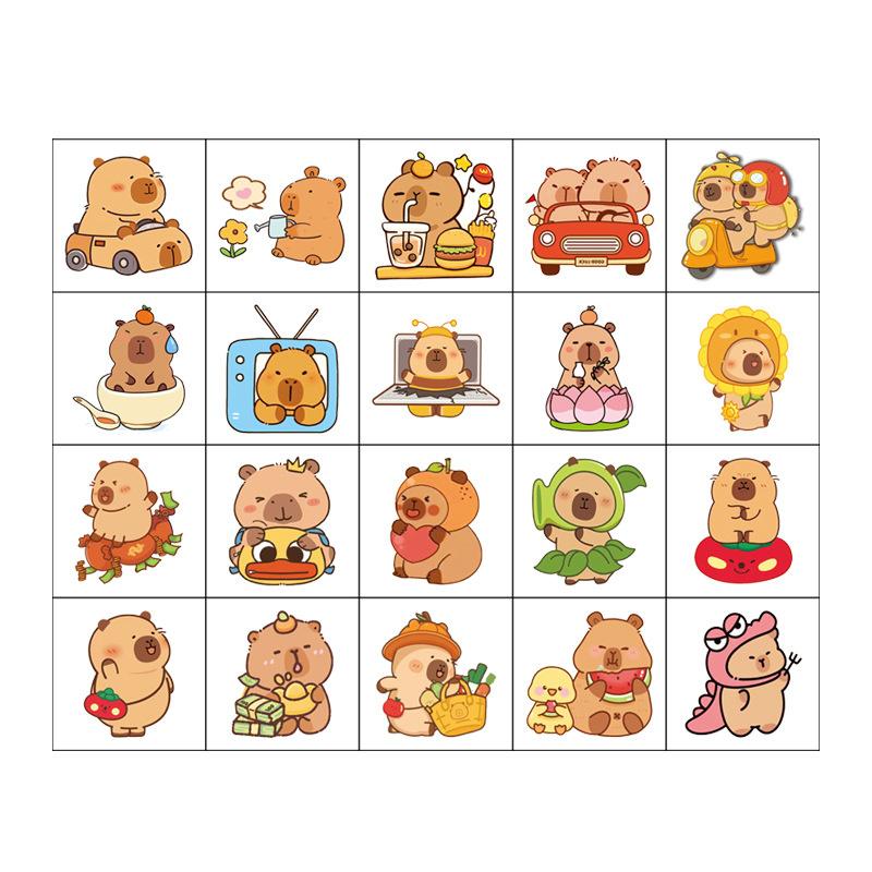 

20Pcs/Set Capybara Temporary Tattoo Stickers Cute Guinea Pig Cartoon Children Waterproof Tattoo For Kids Funny Birthday Gift 20Pcs