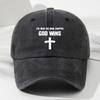 God Wins Cross Baseball Cap Christian Faith Distressed Denim Adjustable Outdoor Sports Hat Unisex
